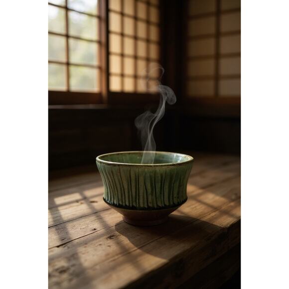 Brad Tucker Cedar Creek Pottery Green Ribbed Bowl-Handmade NC Studio Art-Glaze - Picture 3 of 8